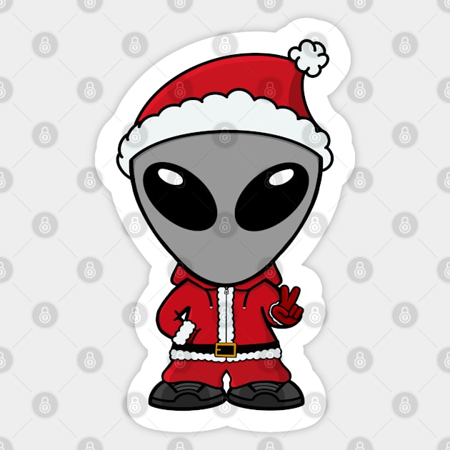 Santa Gray Space Alien Sticker by SpaceAlienTees